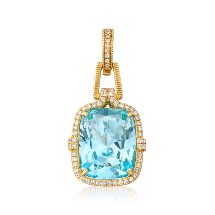 Judith Ripka &quot;Arianna&quot; 17.06 Carat Blue Topaz and .49 ct. t.w. Diamond Pendant in 18kt Yellow Gold