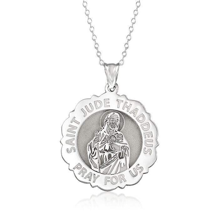 Sterling Silver Saint Jude Thaddeus Medal Pendant Necklace