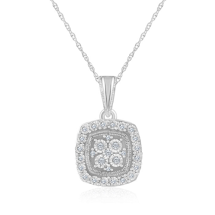 .10 ct. t.w. Diamond Square Cluster Pendant Necklace in 14kt White Gold