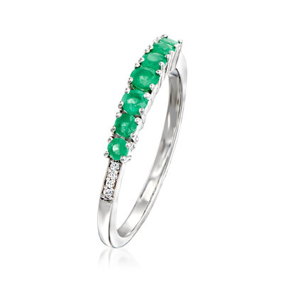 .30 ct. t.w. Emerald Ring with Diamond Accents in 14kt White Gold