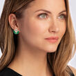 1.50 ct. t.w. Prasiolite and .40 ct. t.w. White Topaz Earrings with Green Enamel in Sterling Silver with 14kt Yellow Gold