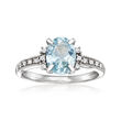 1.00 Carat Aquamarine Ring with Diamond Accents in Sterling Silver
