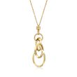 Italian 18kt Yellow Gold Interlocking Oval-Link Drop Necklace
