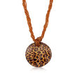 Italian Leopard Murano Glass Multi-Strand Necklace with 18kt Gold Over Sterling