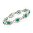 6.60 ct. t.w. Emerald and 1.60 ct. t.w. Diamond Oval Link Bracelet in 14kt White Gold