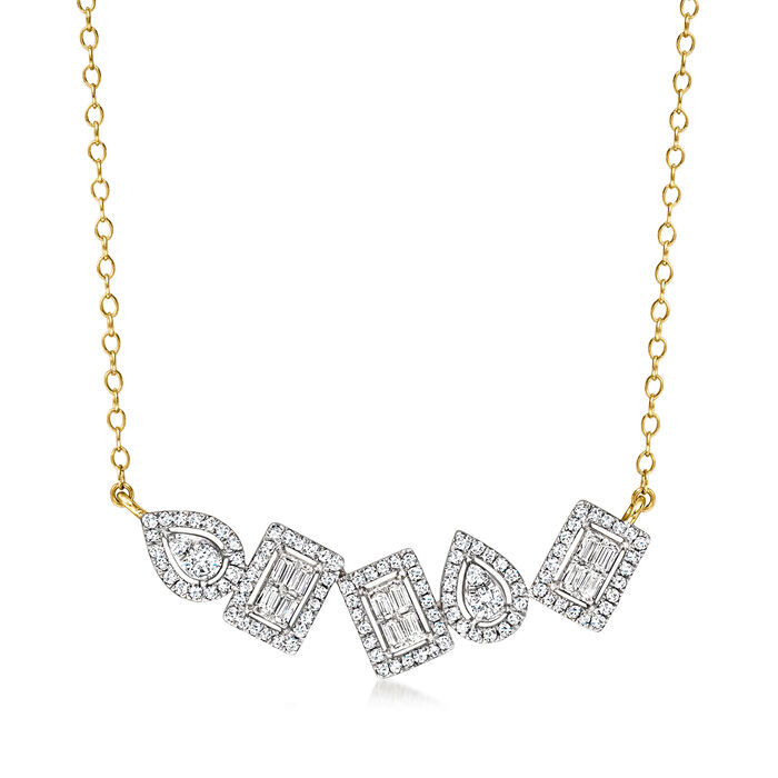 .50 ct. t.w. Diamond Geometric Necklace in 14kt Yellow Gold