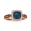 Le Vian &quot;Chocolatier&quot; 1.60 Carat Deep Sea Blue Topaz Ring with .38 ct. t.w. Chocolate and Vanilla Diamonds in 14kt Strawberry Gold