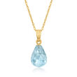4.10 Carat Sky Blue Topaz Pendant Necklace in 14kt Yellow Gold