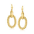 Italian 14kt Yellow Gold Twisted-Oval Drop Earrings