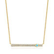 .10 ct. t.w. White Topaz Bar Necklace with Swiss Blue Topaz Accent in 14kt Yellow Gold