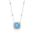 Gregg Ruth 3.20 ct. t.w. Blue Topaz and .27 ct. t.w. Diamond Necklace in 18kt White Gold    