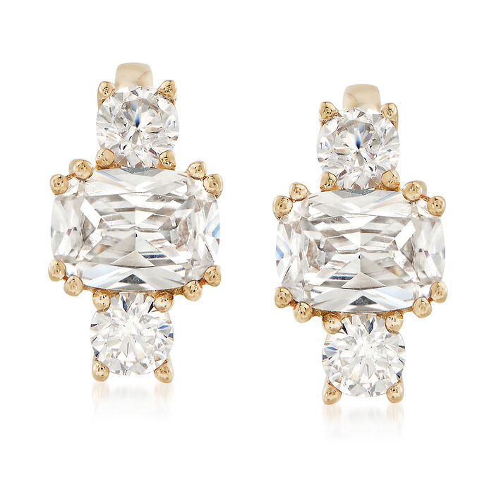 2.60 ct. t.w. Cushion-Cut and Round CZ Cluster Earrings in 14kt Yellow Gold