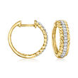 .25 ct. t.w. Diamond Leaf Hoop Earrings in 18kt Gold Over Sterling