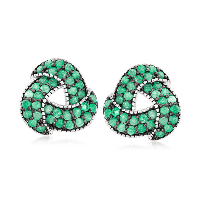 1.60 ct. t.w. Emerald Open-Knot Earrings in Sterling Silver