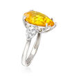 10.50 ct. t.w. Pear-Shaped Canary and White CZ Ring in Sterling Silver