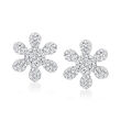 .11 ct. t.w. Diamond Flower Earrings in Sterling Silver