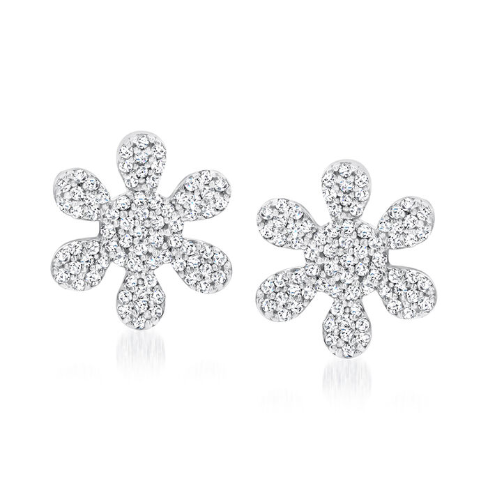 .11 ct. t.w. Diamond Flower Earrings in Sterling Silver
