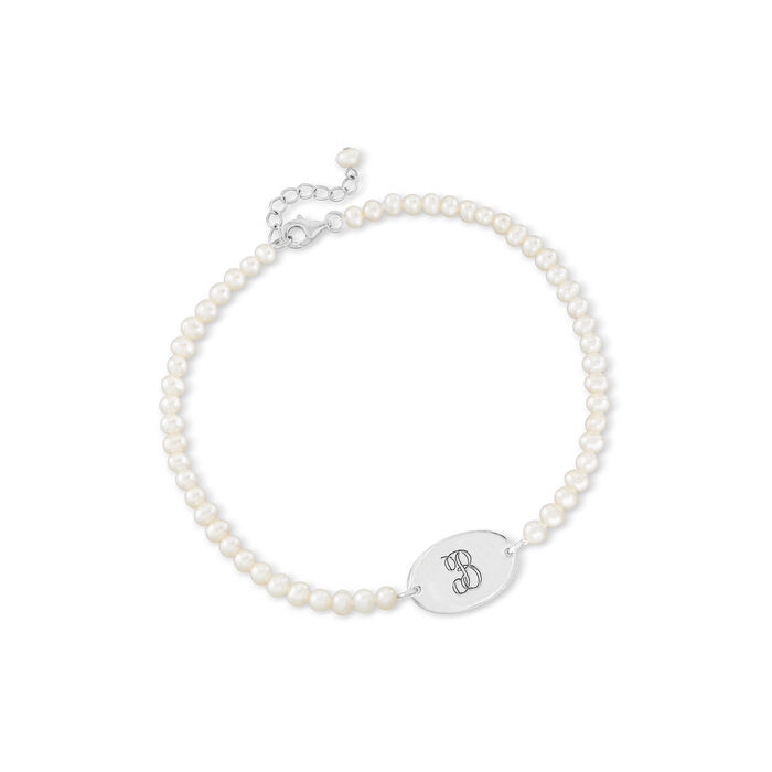 3.5-4.5mm Cultured Pearl Personalized Anklet in Sterling Silver