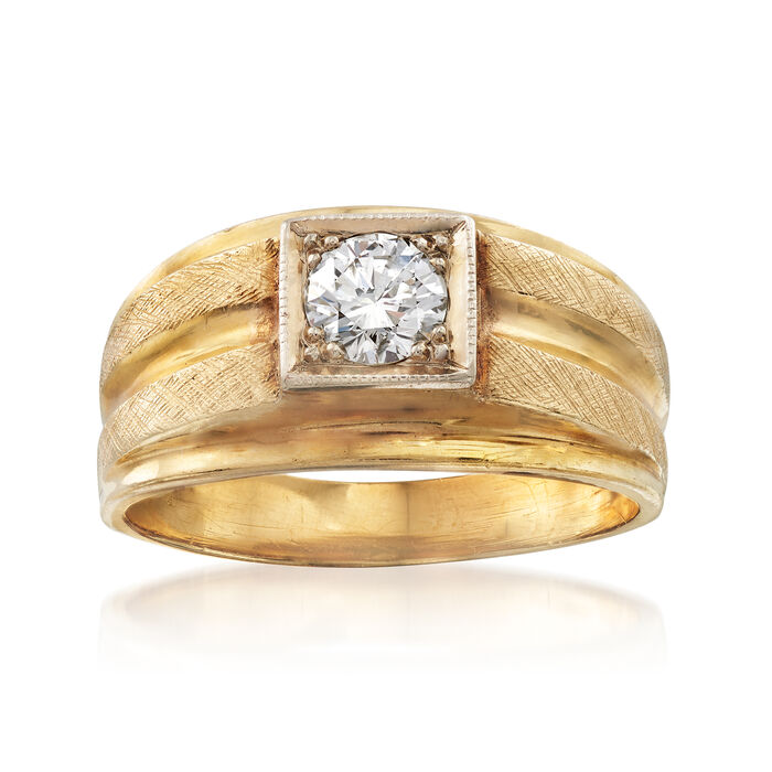 C. 1970 Vintage Men's .60 Carat Diamond Ring in 14kt Yellow Gold