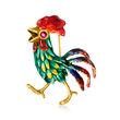 C. 1950 Vintage 14kt Yellow Gold Rooster Pin with .10 Carat Ruby 