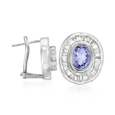 1.40 ct. t.w. Tanzanite Earrings with 1.00 ct. t.w. Diamonds in 14kt White Gold