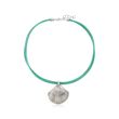 Sterling Silver Seashell and Turquoise Leather Necklace