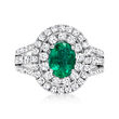 1.00 Carat Emerald Ring with 1.35 ct. t.w. Diamonds in 18kt White Gold