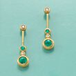 .37 ct. t.w. Bezel-Set Emerald Linear Drop Earrings with Diamond Accents in 14kt Gold