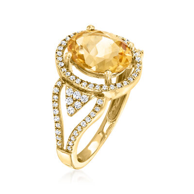 2.20 Carat Citrine and .30 ct. t.w. Diamond Ring in 14kt Yellow Gold
