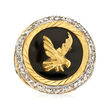 C. 1980 Vintage Black Onyx Eagle Ring in 14kt Two-Tone Gold