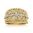 .15 ct. t.w. Diamond Floral Roped-Edge Ring in 18kt Gold Over Sterling