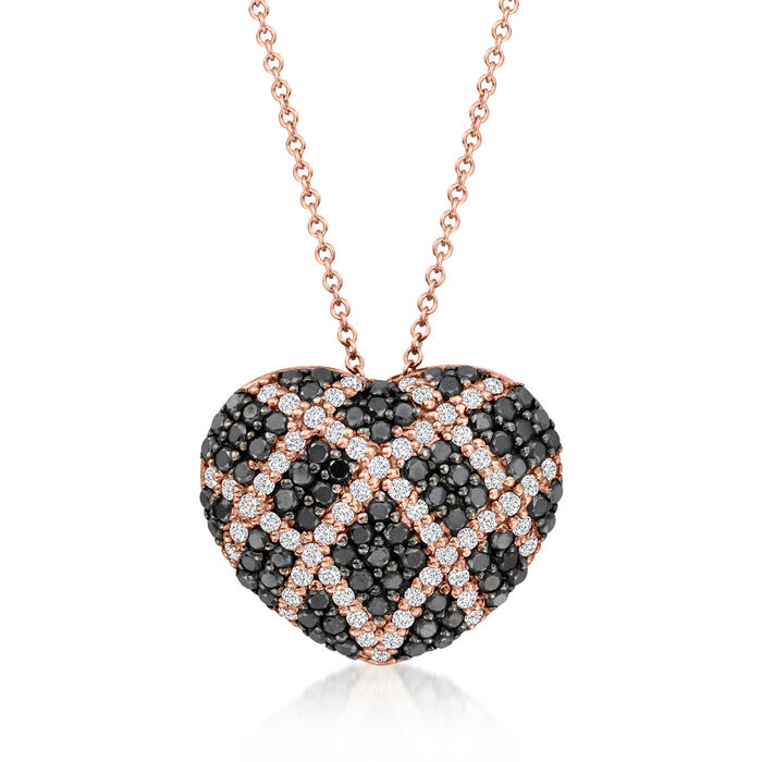 Le Vian 1.28 ct. t.w. Blackberry and Vanilla Diamond Heart Pendant Necklace in 14kt Strawberry Gold