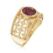 2.40 Carat Ruby and .10 ct. t.w. Diamond Scroll Ring in 14kt Yellow Gold
