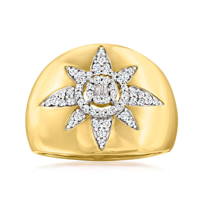 .33 ct. t.w. Diamond Floral Ring in 18kt Gold Over Sterling