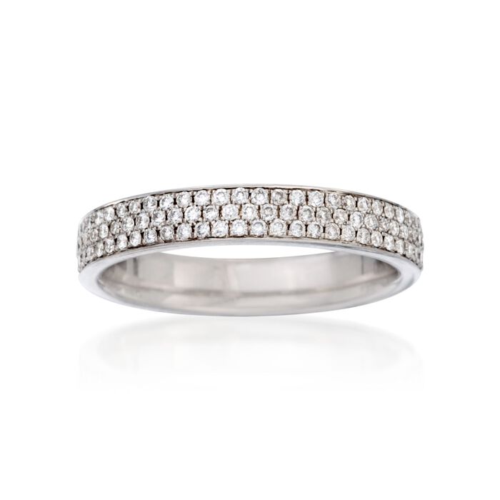 Henri Daussi .40 ct. t.w. Pave Diamond Three-Row Wedding Ring in 18kt White Gold