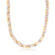 Italian Tri-Colored Sterling Silver Reversible Braid Necklace