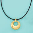Italian Andiamo 14kt Yellow Gold Over Resin Pendant Necklace with Leather Cord