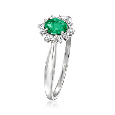 .20 Carat Emerald Ring with Diamond Accents in 14kt White Gold