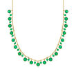 3-5mm Green Chalcedony Drop Necklace in 18kt Gold Over Sterling