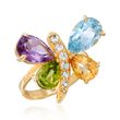 5.70 ct. t.w. Multi-Stone Butterfly Ring in 18kt Gold Over Sterling