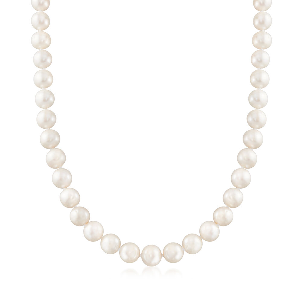 9-10mm Cultured Pearl Necklace With 14kt Yellow Gold | Ross Simons