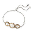 6-8.5mm Cultured Pearl Bolo Bracelet in Sterling Silver with 14kt Yellow Gold