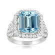 4.00 Carat Aquamarine and .80 ct. t.w. Diamond Ring in 14kt White Gold