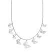 Italian Sterling Silver Graduated Butterfly Necklace 