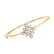 .65 ct. t.w. Diamond Floral Bangle Bracelet in 18kt Gold Over Sterling