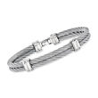 ALOR Gray Stainless Steel Two-Row Cable Bracelet