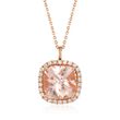 5.20 Carat Morganite and .46 ct. t.w. Diamond Pendant Necklace in 14kt Rose Gold