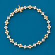 3.00 ct. t.w. Bezel-Set Diamond and Flower Bracelet in 14kt Yellow Gold