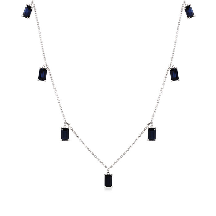 2.90 ct. t.w. Sapphire Drop Necklace in 18kt White Gold