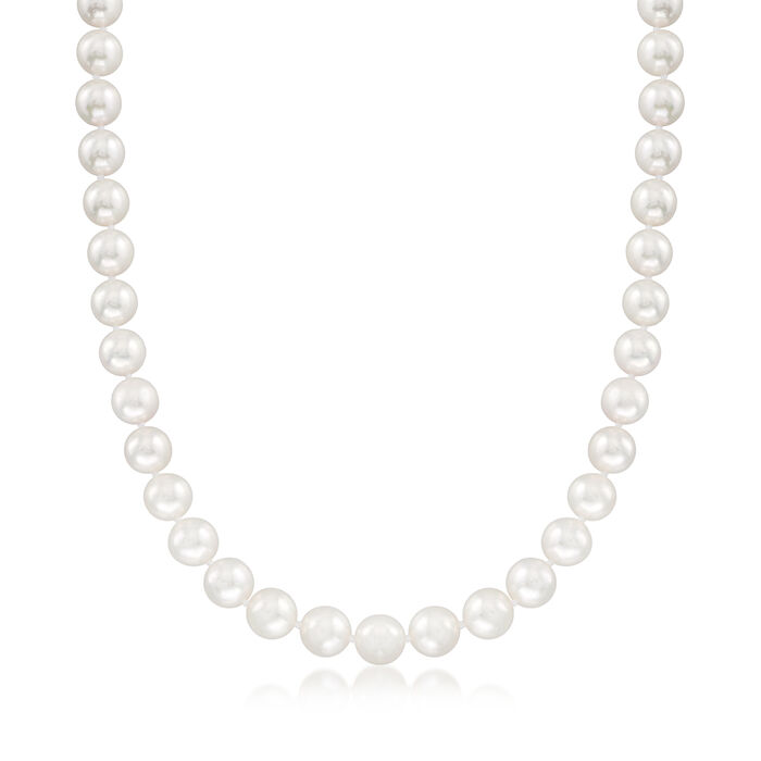 9-9.5mm Cultured Akoya Pearl Necklace with 14kt Yellow Gold